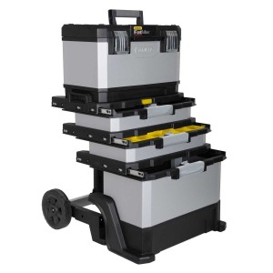 Stanley Fatmax Rollende Werkstatt Metall-Kunststoff mit Rädern, abnehmbarer Werkzeugbox und herausnehmbarer Trage